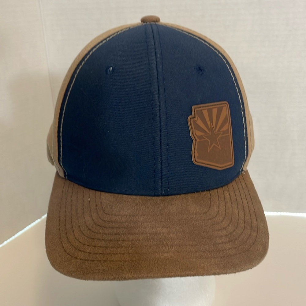 Arizona Pit Bull baseball hat cap SnapBack brown leather bill and black top frt